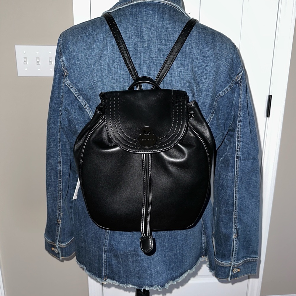 NEW Longchamp Black Leather Backpack Bag